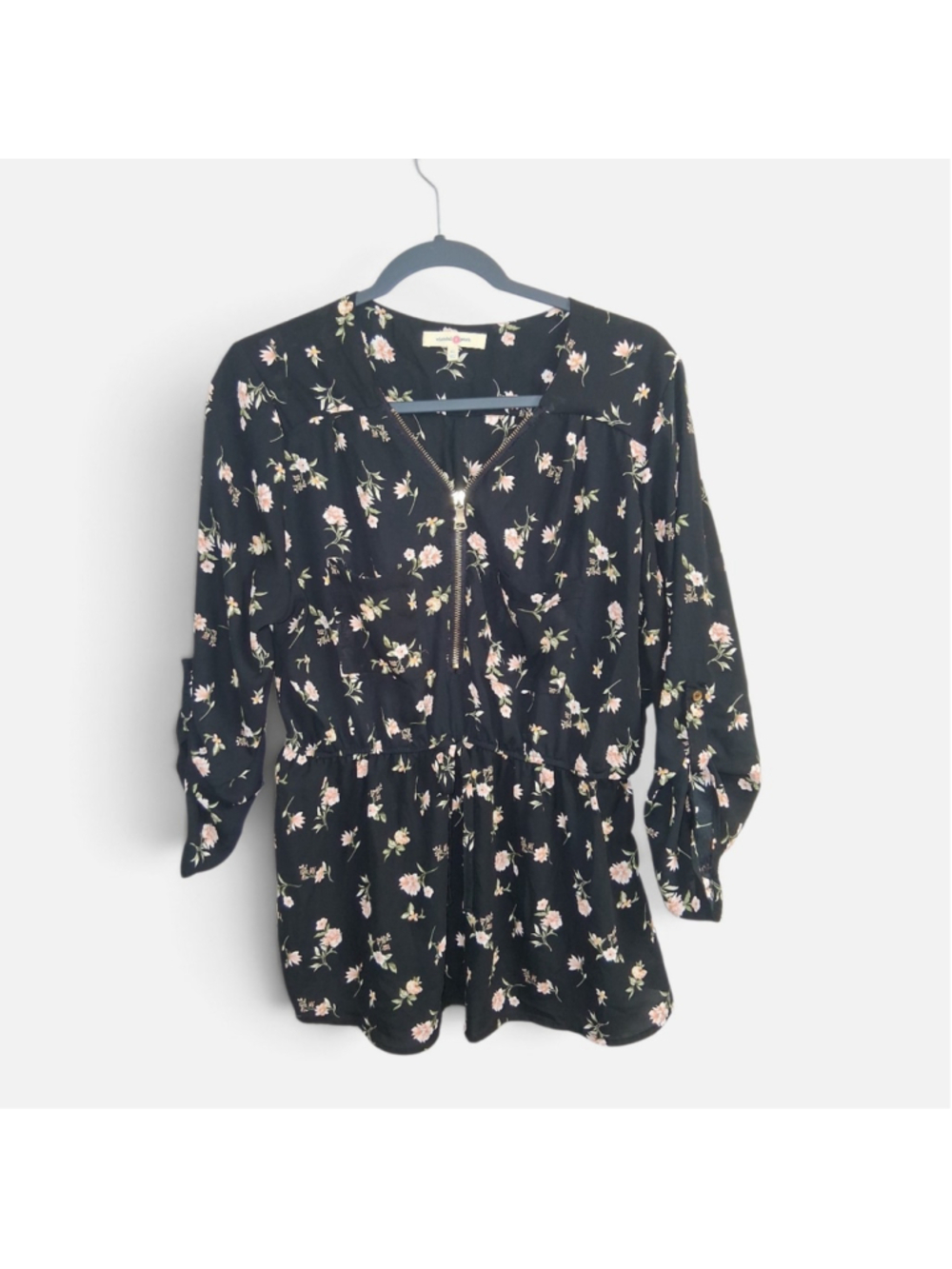 Women's Wishful Park Floral Blouse Black Pink Size XL